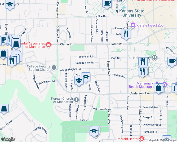 map of restaurants, bars, coffee shops, grocery stores, and more near 915 Lee St in Manhattan