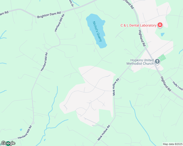 map of restaurants, bars, coffee shops, grocery stores, and more near 6690 Luster Drive in Highland