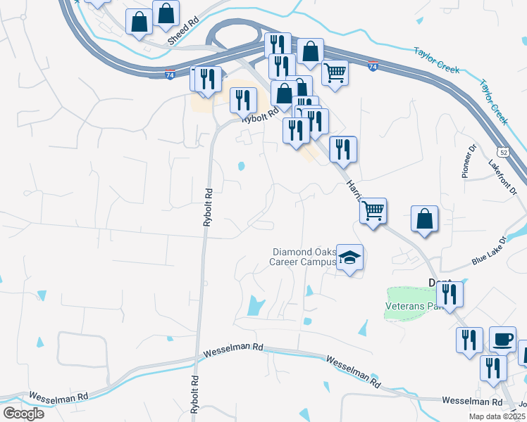 map of restaurants, bars, coffee shops, grocery stores, and more near 6603 Hearne Road in Cincinnati