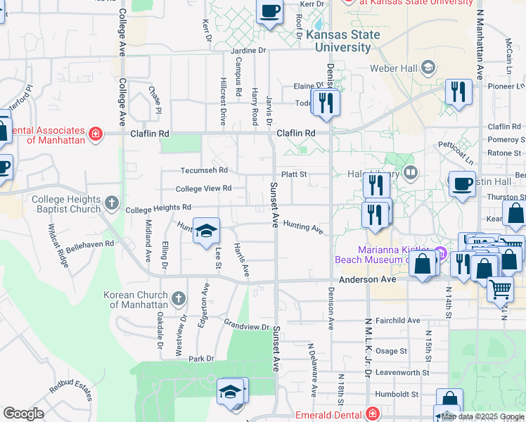 map of restaurants, bars, coffee shops, grocery stores, and more near 1912 Hunting Avenue in Manhattan
