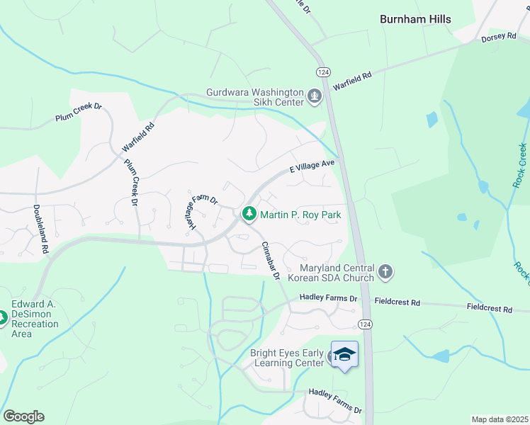 map of restaurants, bars, coffee shops, grocery stores, and more near 6 Battery Bend Court in Gaithersburg
