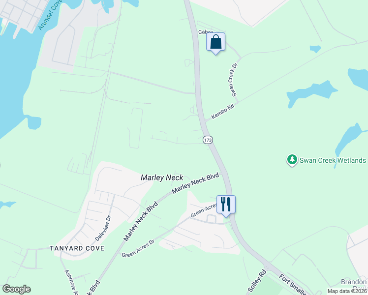 map of restaurants, bars, coffee shops, grocery stores, and more near 207 Werner Road in Baltimore