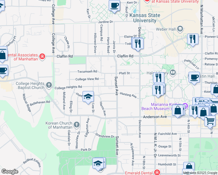 map of restaurants, bars, coffee shops, grocery stores, and more near 1912 Hunting Avenue in Manhattan