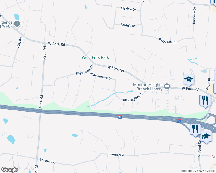 map of restaurants, bars, coffee shops, grocery stores, and more near 4467 Hickory Bark Court in Cincinnati