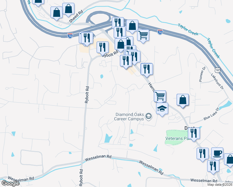 map of restaurants, bars, coffee shops, grocery stores, and more near 6603 Hearne Road in Cincinnati