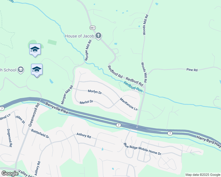 map of restaurants, bars, coffee shops, grocery stores, and more near 212 MacKenzie Ln in Stephenson