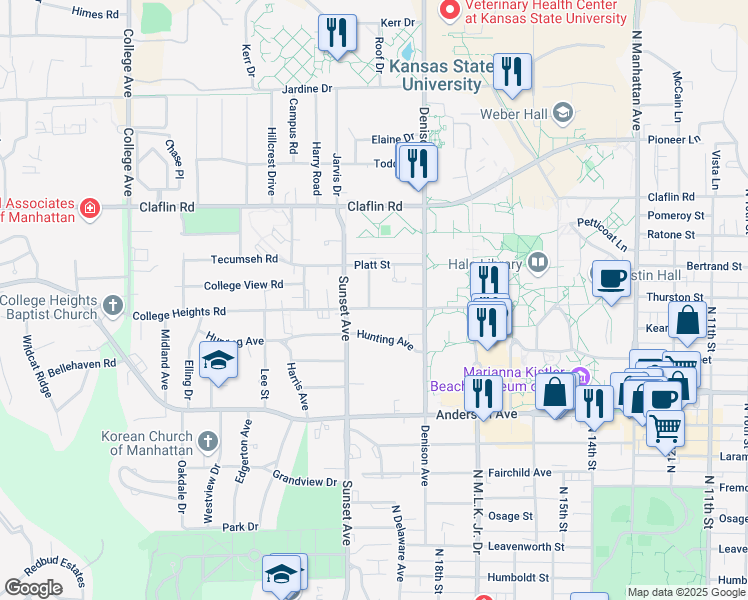map of restaurants, bars, coffee shops, grocery stores, and more near 1004 McCollum Street in Manhattan