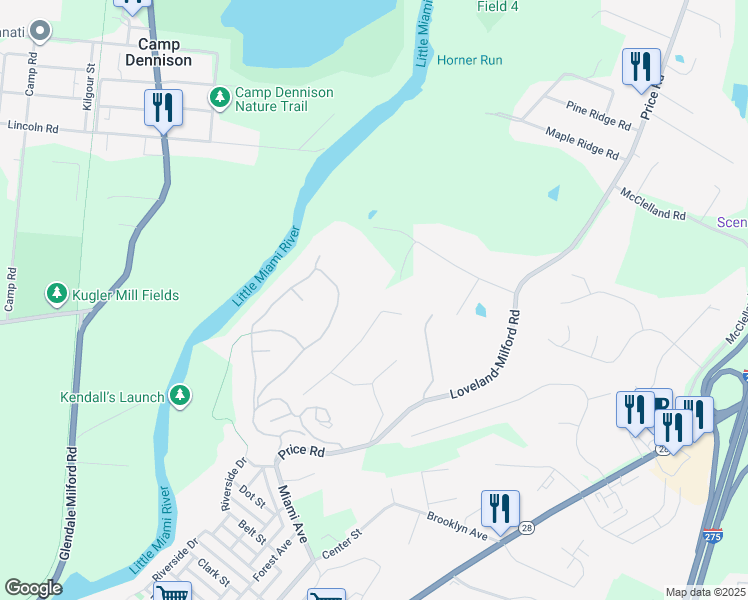 map of restaurants, bars, coffee shops, grocery stores, and more near 5826 Lee Way in Milford