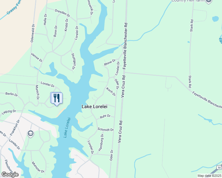 map of restaurants, bars, coffee shops, grocery stores, and more near 1330 Lorelei Drive in Fayetteville