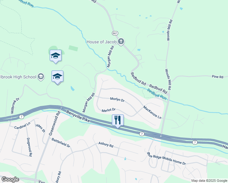 map of restaurants, bars, coffee shops, grocery stores, and more near 237 MacKenzie Lane in Stephenson