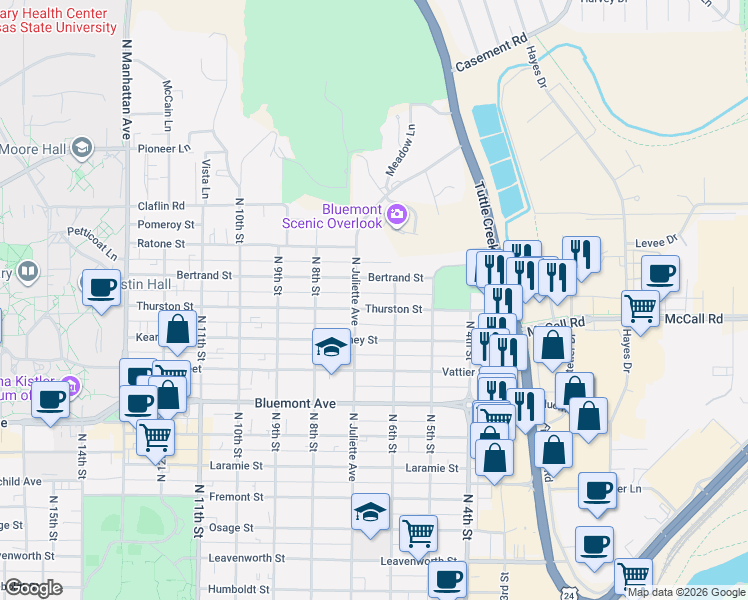 map of restaurants, bars, coffee shops, grocery stores, and more near 609 Bertrand Street in Manhattan