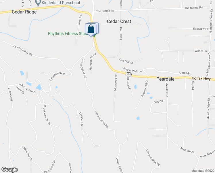 map of restaurants, bars, coffee shops, grocery stores, and more near 13774 Edgewood Drive in Grass Valley