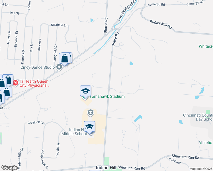 map of restaurants, bars, coffee shops, grocery stores, and more near 7275 Drake Road in Cincinnati