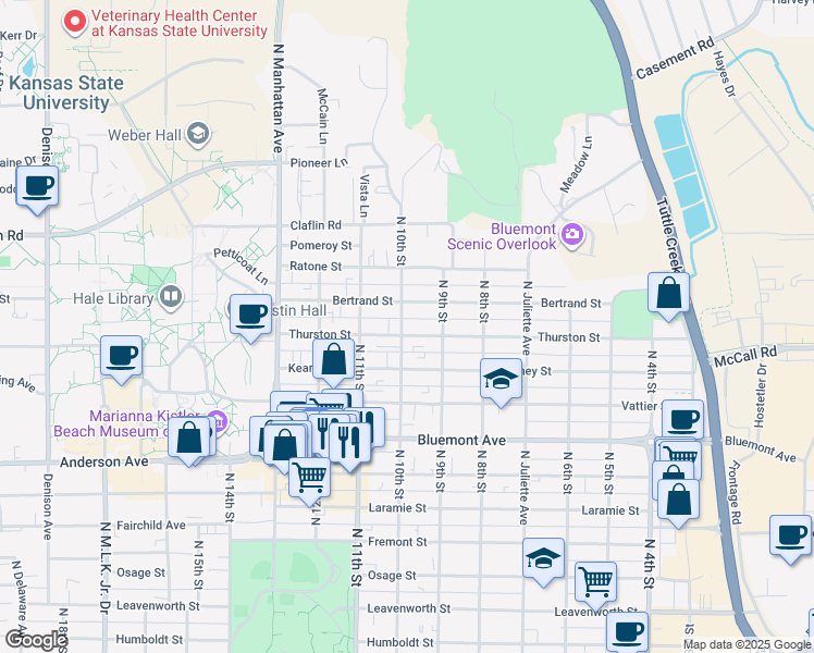 map of restaurants, bars, coffee shops, grocery stores, and more near 1001 Bertrand Street in Manhattan