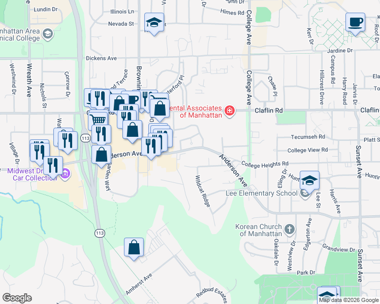 map of restaurants, bars, coffee shops, grocery stores, and more near 2437 Anderson Avenue in Manhattan