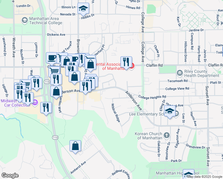 map of restaurants, bars, coffee shops, grocery stores, and more near 2437 Anderson Avenue in Manhattan