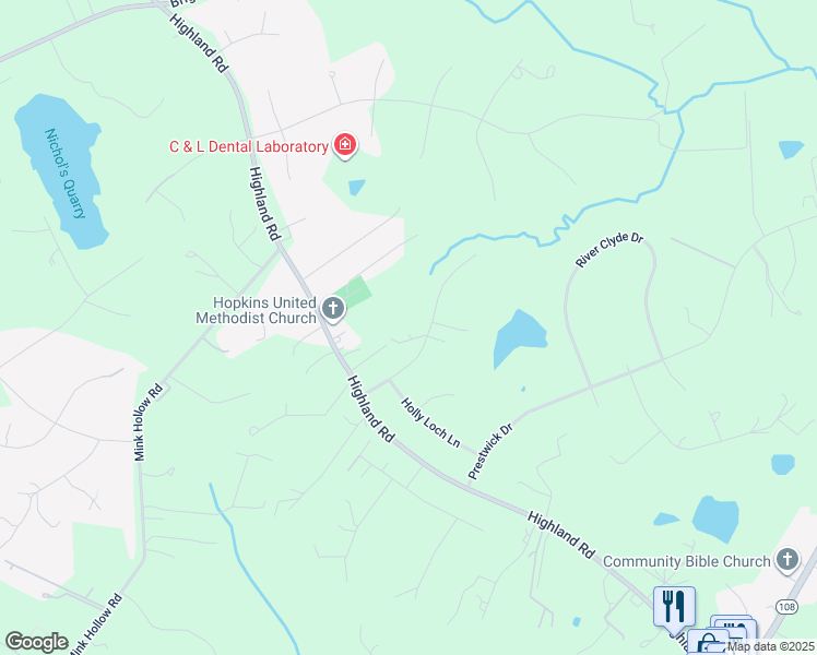 map of restaurants, bars, coffee shops, grocery stores, and more near 6625 Isle of Skye Drive in Highland