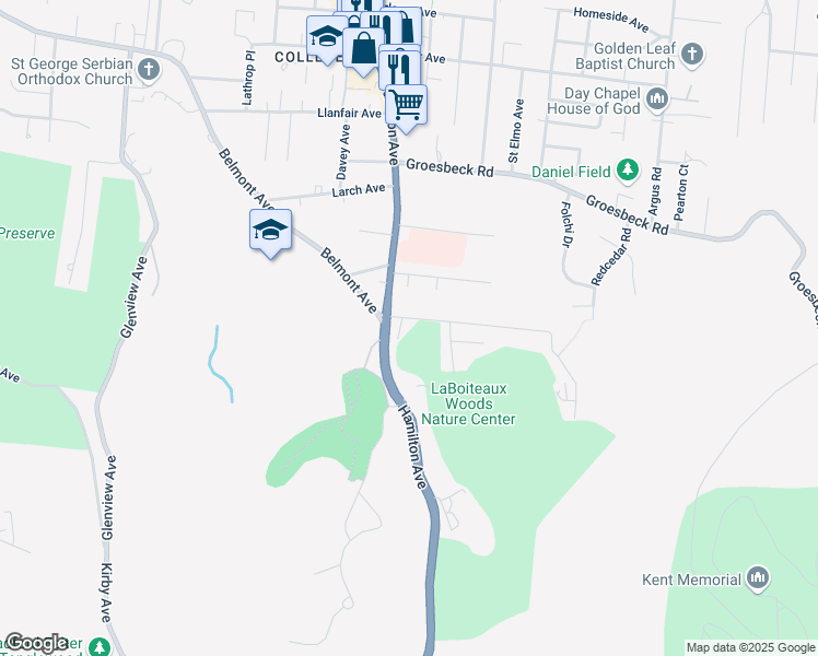 map of restaurants, bars, coffee shops, grocery stores, and more near in Cincinnati