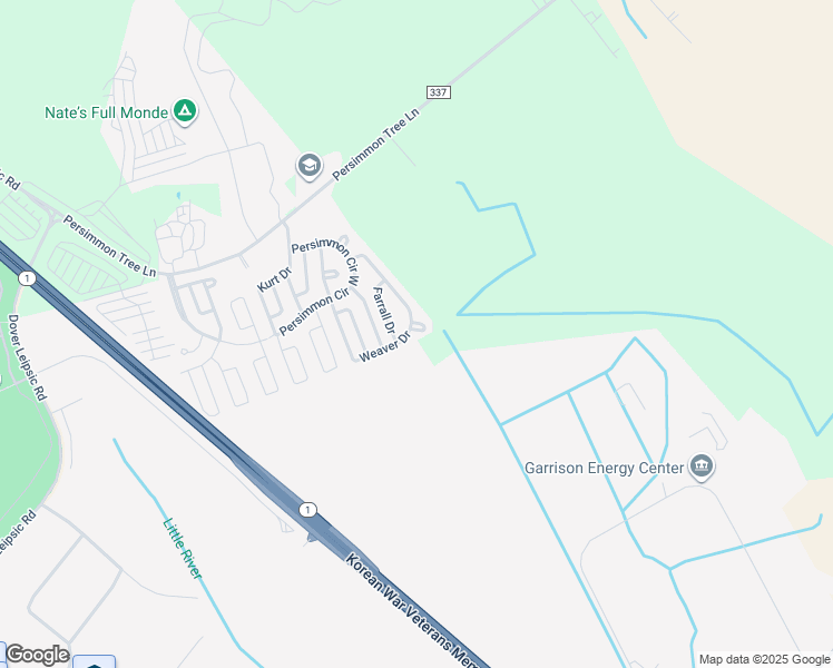 map of restaurants, bars, coffee shops, grocery stores, and more near 30 Vernell Court in Dover