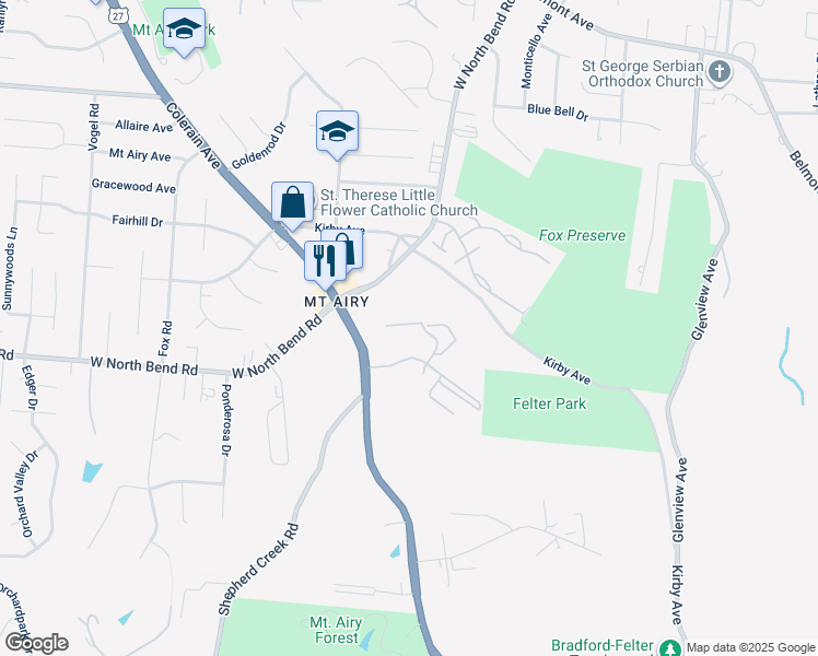 map of restaurants, bars, coffee shops, grocery stores, and more near 5470 Bahama Terrace in Cincinnati
