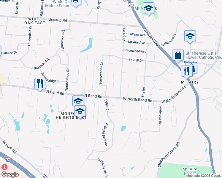 map of restaurants, bars, coffee shops, grocery stores, and more near 5537 Fairwood Road in Cincinnati