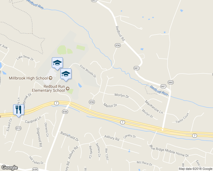 map of restaurants, bars, coffee shops, grocery stores, and more near 237 MacKenzie Lane in Stephenson