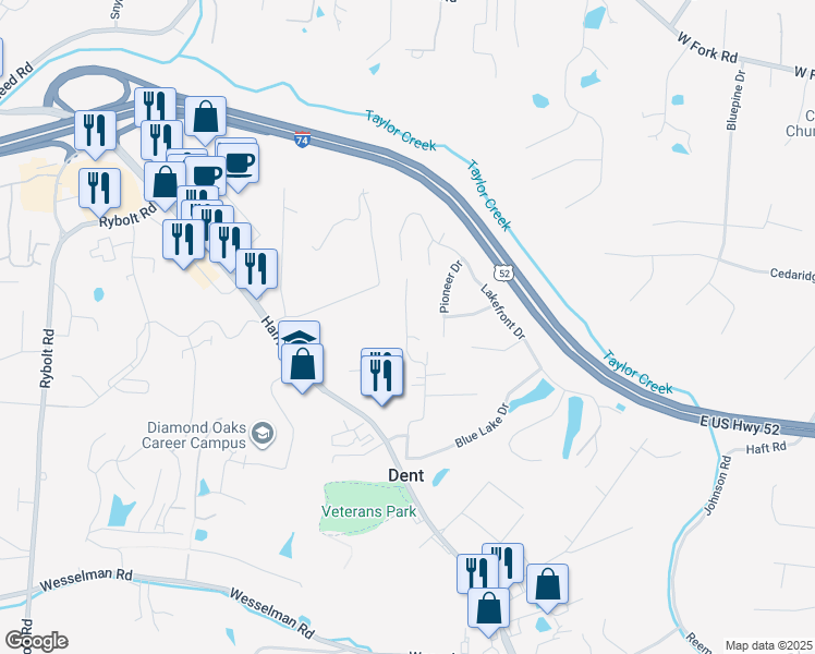 map of restaurants, bars, coffee shops, grocery stores, and more near 5354 Belclare Road in Cincinnati