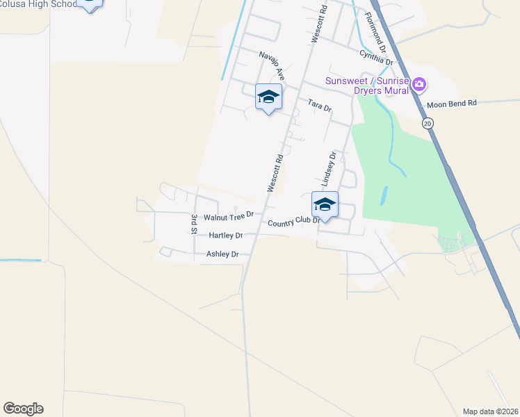 map of restaurants, bars, coffee shops, grocery stores, and more near 10 Walnut Tree Dr in Colusa