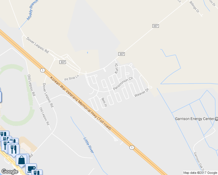 map of restaurants, bars, coffee shops, grocery stores, and more near 7 Karen Pl in Dover