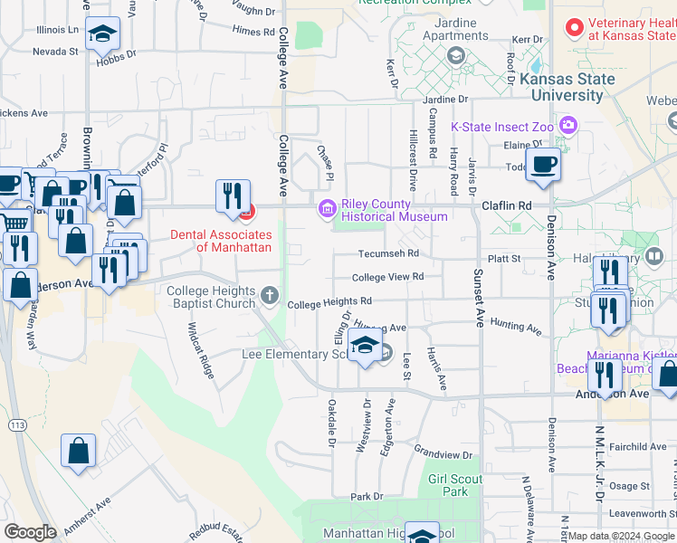map of restaurants, bars, coffee shops, grocery stores, and more near 1020 Goodnow Avenue in Manhattan