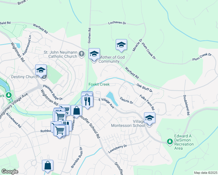 map of restaurants, bars, coffee shops, grocery stores, and more near 8848 Thomas Lea Terrace in Gaithersburg