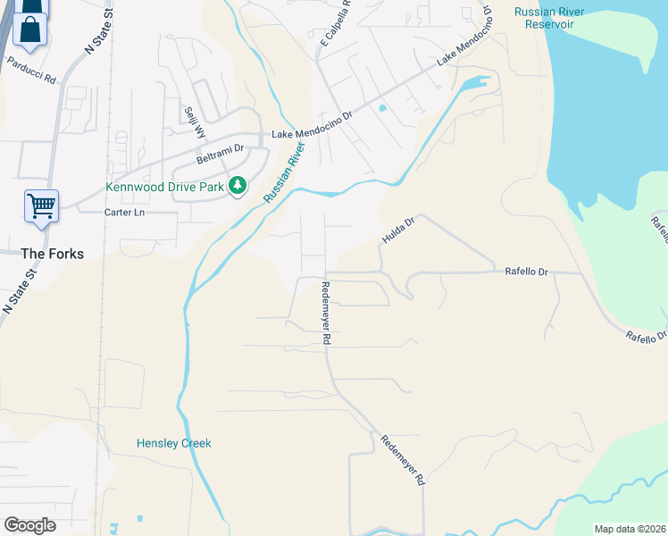 map of restaurants, bars, coffee shops, grocery stores, and more near 3021-3031 Redemeyer Road in Ukiah