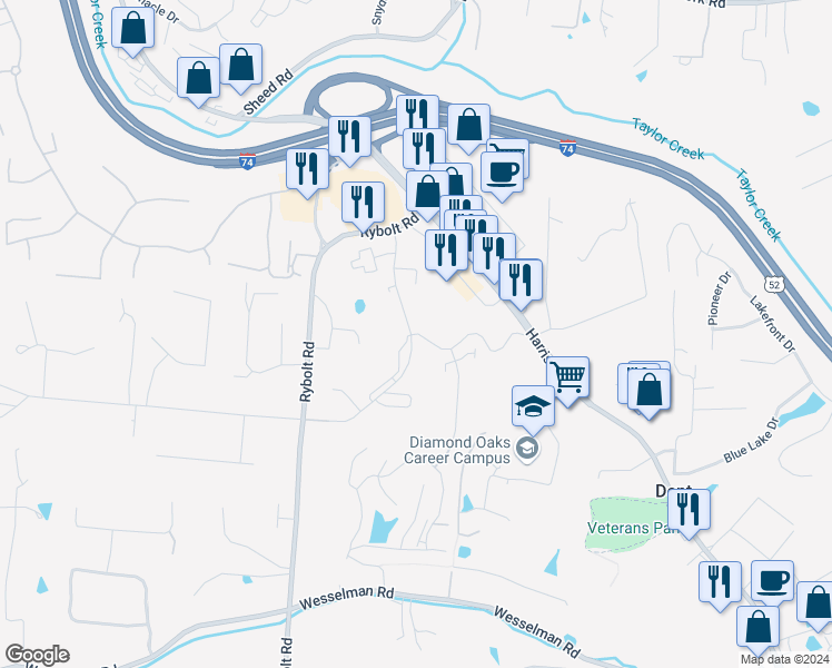 map of restaurants, bars, coffee shops, grocery stores, and more near 6601 Hearne Road in Cincinnati
