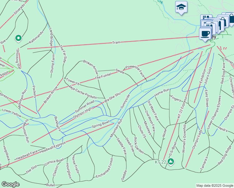 map of restaurants, bars, coffee shops, grocery stores, and more near 1960 Olympic Valley Road in Olympic Valley