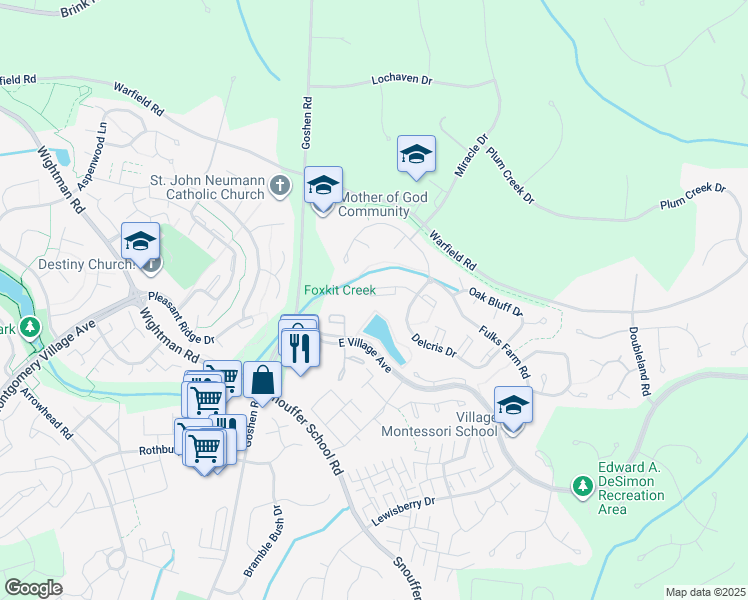map of restaurants, bars, coffee shops, grocery stores, and more near 8848 Thomas Lea Terrace in Gaithersburg