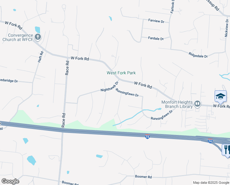 map of restaurants, bars, coffee shops, grocery stores, and more near 4661 Runningfawn Drive in Cincinnati