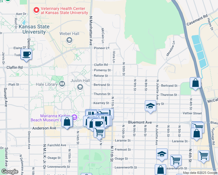 map of restaurants, bars, coffee shops, grocery stores, and more near 1029 Bertrand Street in Manhattan