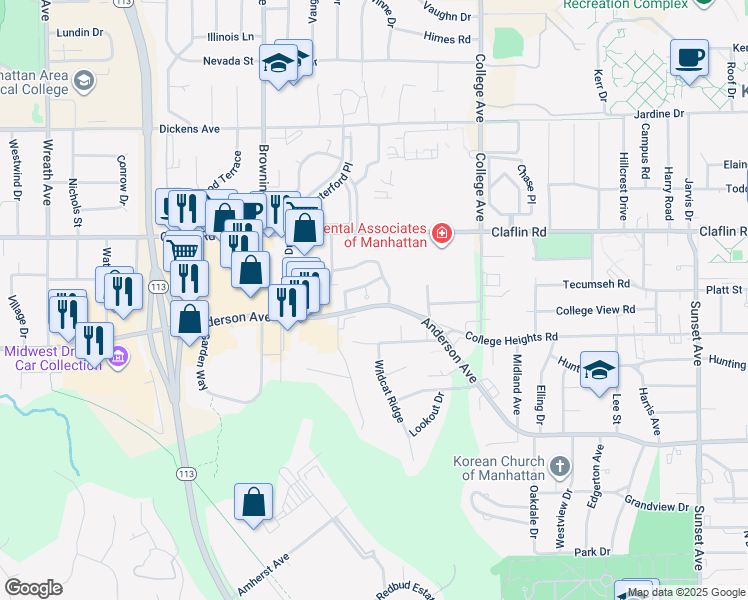 map of restaurants, bars, coffee shops, grocery stores, and more near 2437 Anderson Avenue in Manhattan