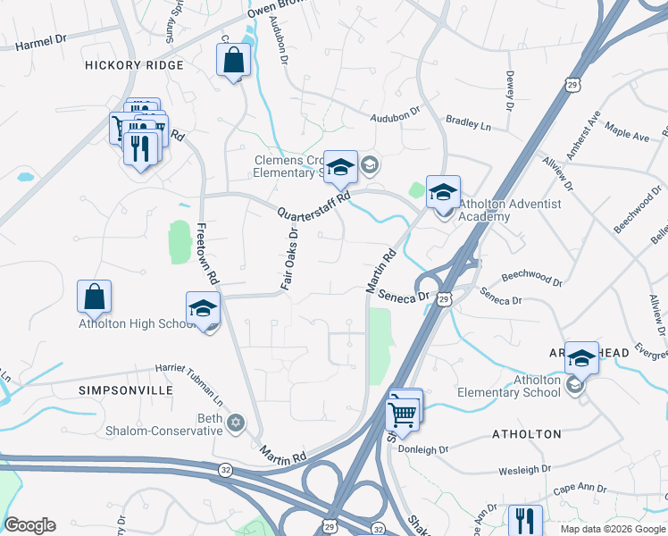 map of restaurants, bars, coffee shops, grocery stores, and more near 10397 Blue Arrow Court in Columbia