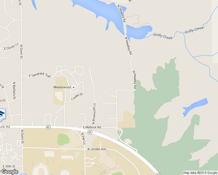 map of restaurants, bars, coffee shops, grocery stores, and more near 2805 North Headley Road in Bloomington