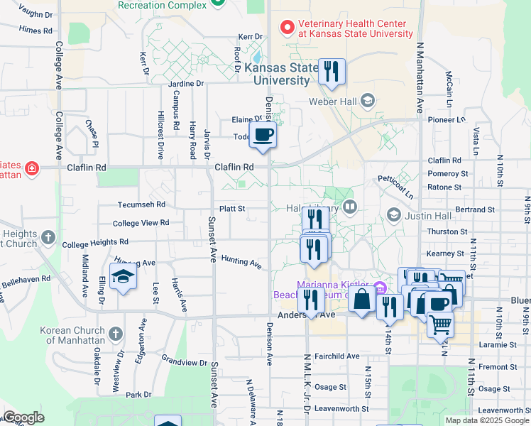 map of restaurants, bars, coffee shops, grocery stores, and more near 1033 Denison Avenue in Manhattan