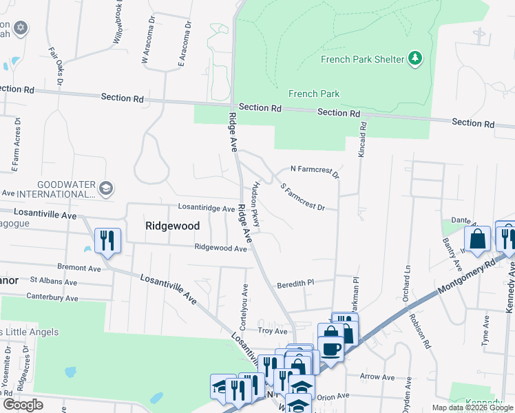 map of restaurants, bars, coffee shops, grocery stores, and more near 3102 Dot Drive in Cincinnati