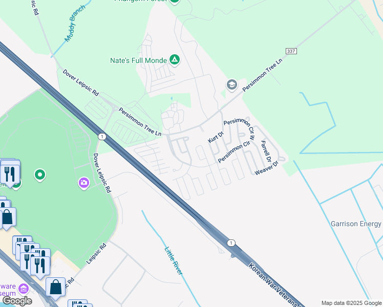 map of restaurants, bars, coffee shops, grocery stores, and more near 55 Primrose Drive East in Dover