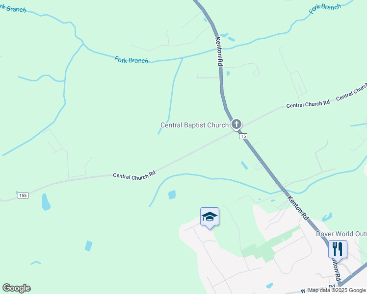 map of restaurants, bars, coffee shops, grocery stores, and more near 1359 Central Church Road in Dover