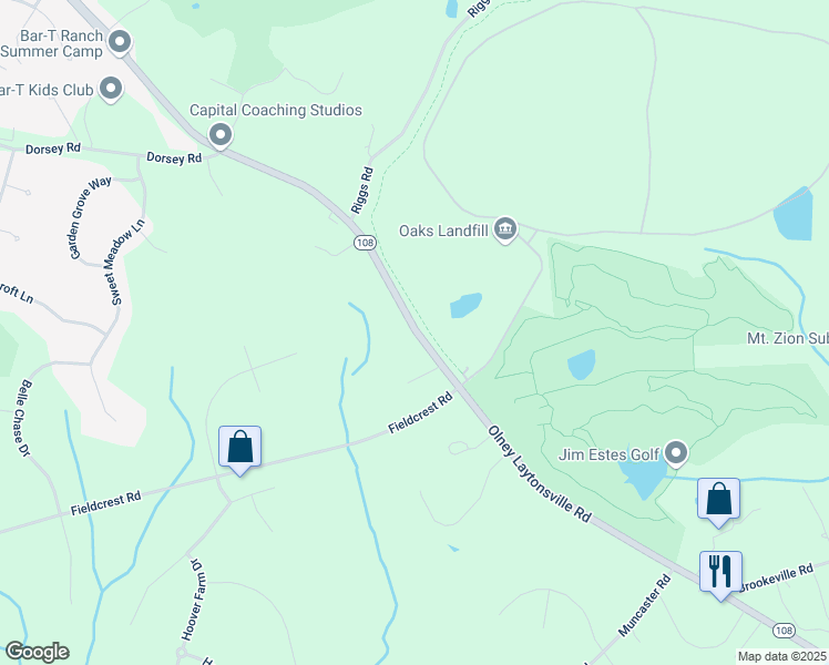 map of restaurants, bars, coffee shops, grocery stores, and more near 6010 Olney Laytonsville Road in Gaithersburg