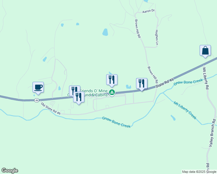 map of restaurants, bars, coffee shops, grocery stores, and more near 4557 State Road 46 in Nashville