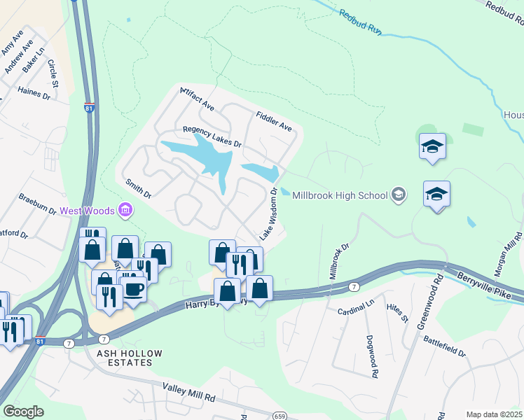 map of restaurants, bars, coffee shops, grocery stores, and more near 110 Wollaston Drive in Winchester