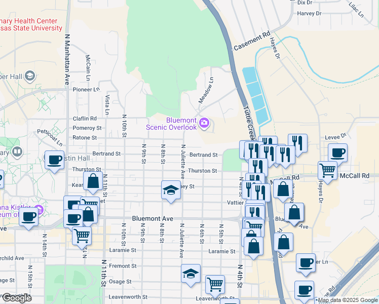 map of restaurants, bars, coffee shops, grocery stores, and more near 609 Bertrand Street in Manhattan