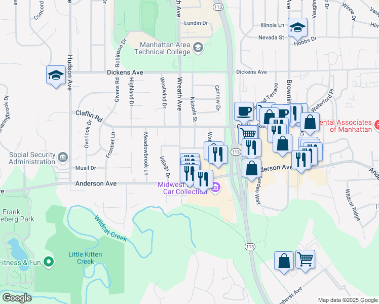 map of restaurants, bars, coffee shops, grocery stores, and more near 3125 Shaffer Street in Manhattan