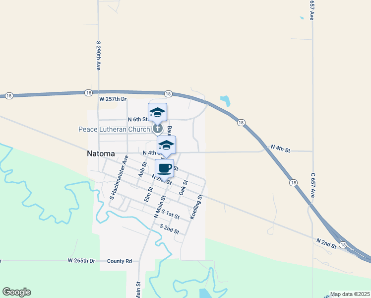 map of restaurants, bars, coffee shops, grocery stores, and more near 508 North 4th Street in Natoma